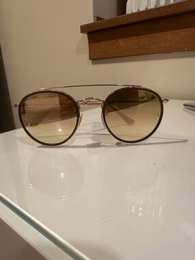 Ray-Ban Gold Frame Sunglasses with Brown Gradient Lenses
